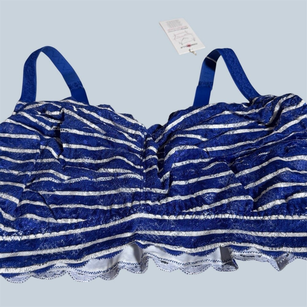Cosabella Curvy Sweetie L Collection Bralette Blue/White Striped Lace MARE